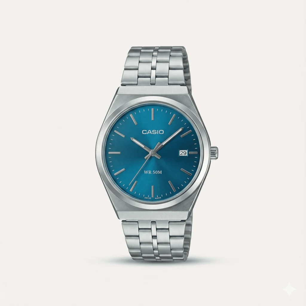 CASIO MTP-B145D-2A2VEF Men’s Casual Collection Time Only Watch Bracelet S7273008, Silver, MTP-B145D-2A2VEF